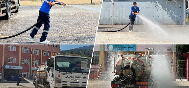 Karabük Belediyesi Okul Bahçelerini Temizliyor