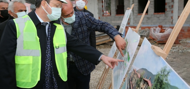 Selde zarar gören Doğankent'te yeni yapılar yükseliyor